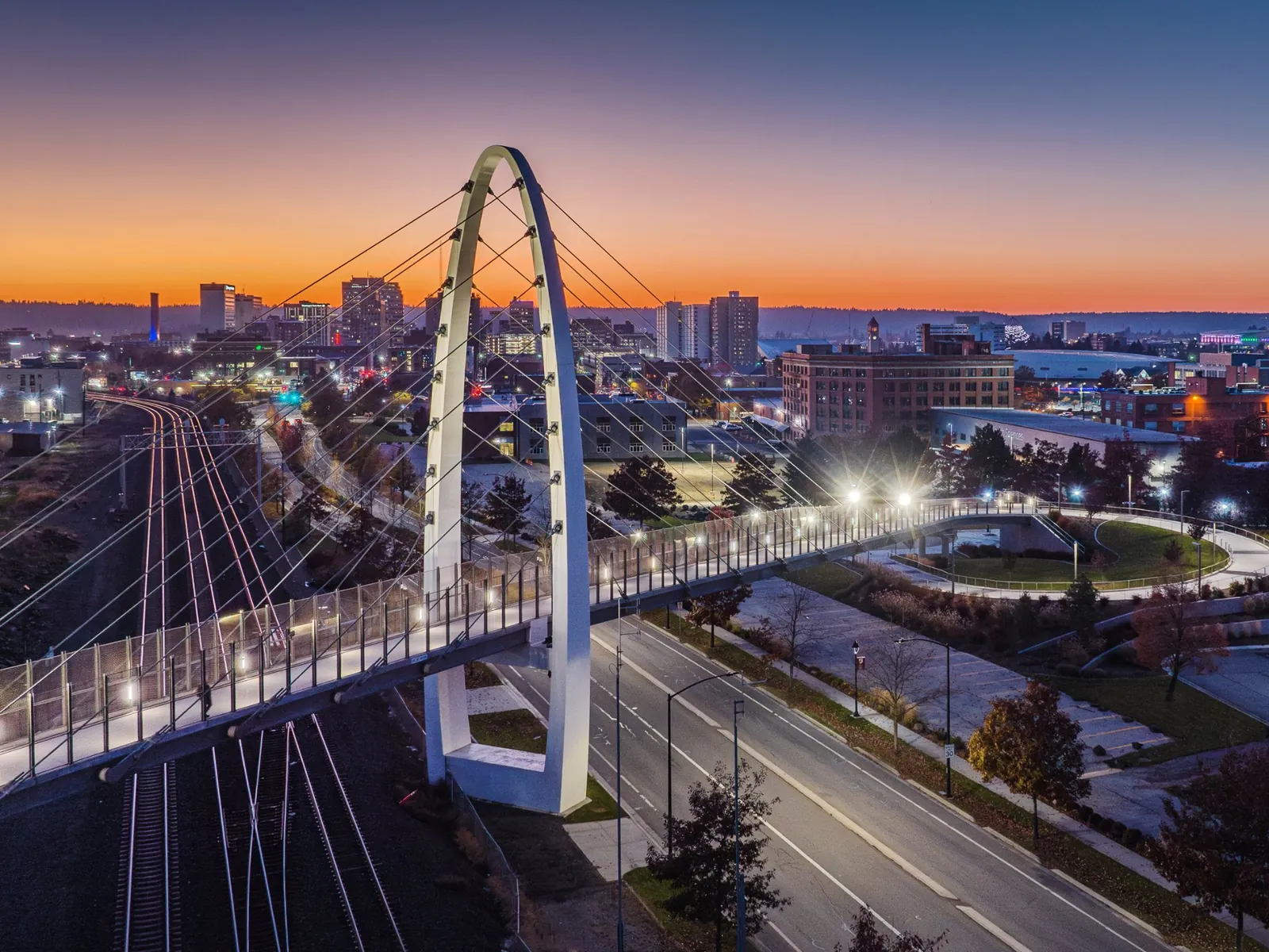 images - university district gateway bridge dusk
